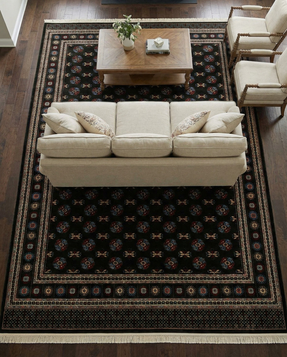 Samarkand Elegance Collection Area Rug -  Margilan (Dark Green) Rectangle Dark Green  lifestyle 23