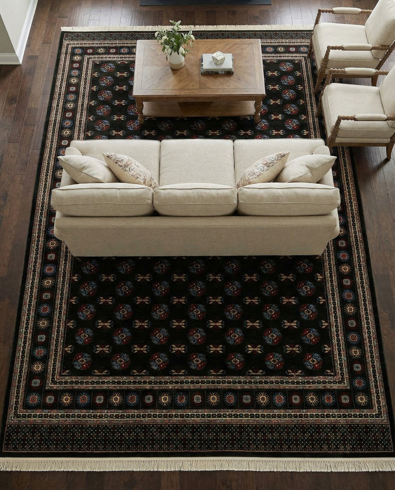 Samarkand Elegance Collection Area Rug -  Margilan (Dark Green) Rectangle Dark Green  lifestyle 23