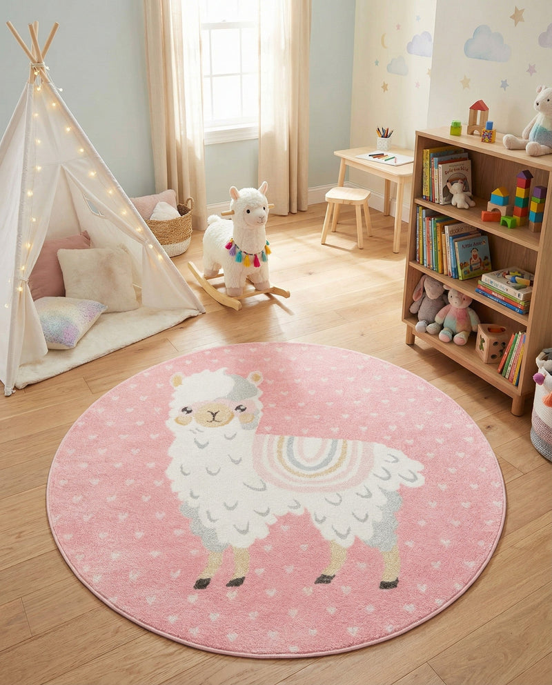 Wonder Tykes Collection Area Rug -  Marvel Round Pink  lifestyle 77