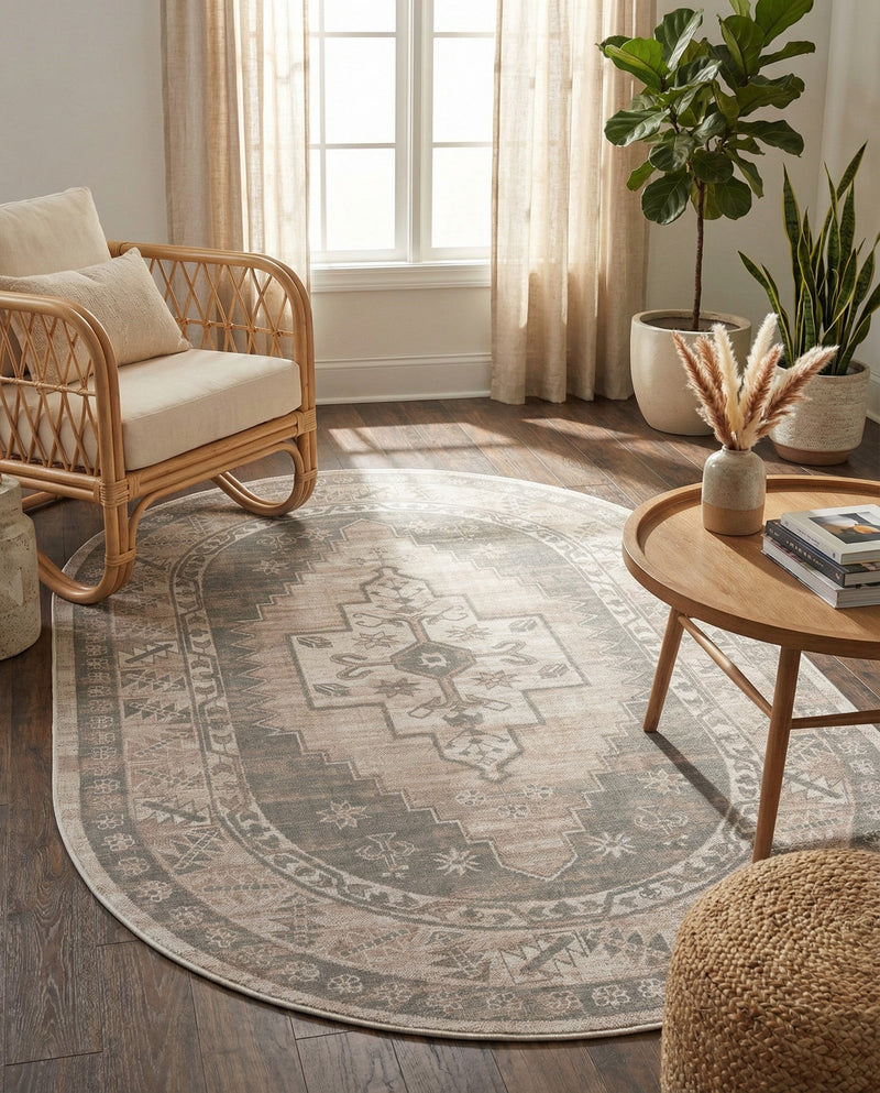 Savannah Series Collection Area Rug -  Augusta (Mink) Oval Mink  lifestyle 75