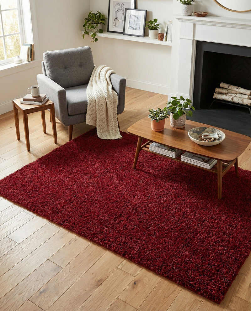 Plush Oasis Collection Area Rug - Serenity (Cherry Red) Rectangle Cherry Red  lifestyle 29