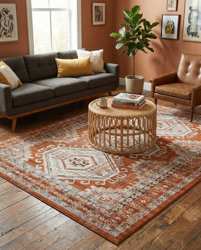 Savannah Elegance Collection Area Rug -  Tybee (Terracotta) Rectangle Terracotta  lifestyle 8