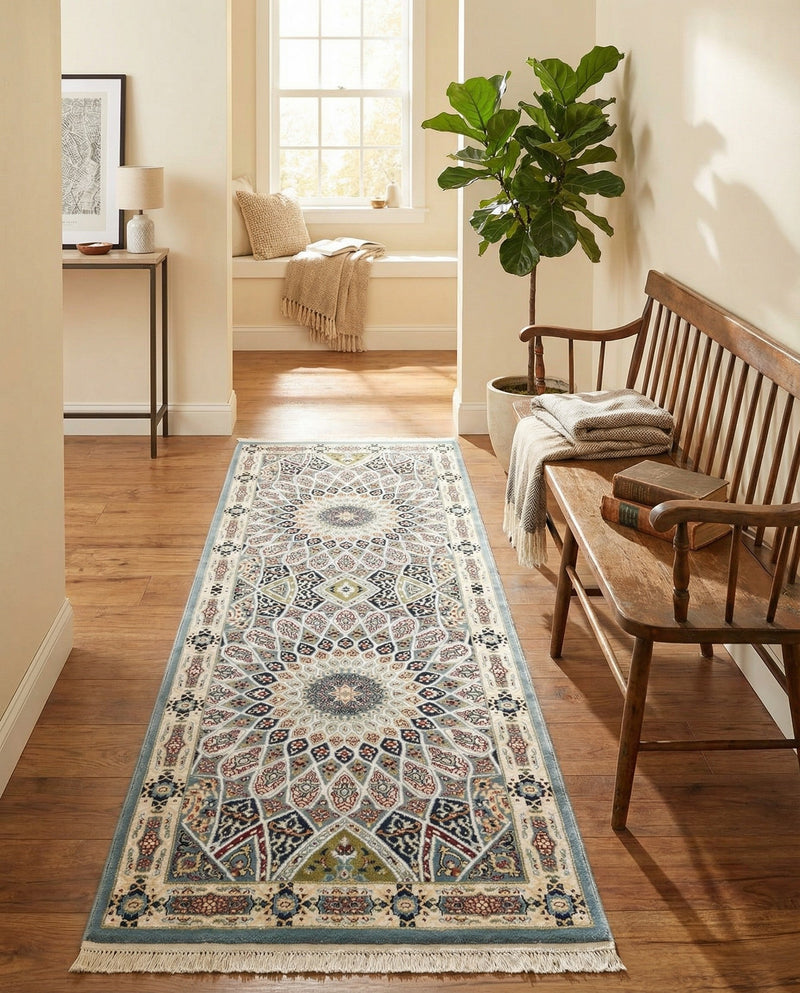 Persian Elegance Collection Area Rug -  Hamedan (Blue) Runner Blue  lifestyle 89
