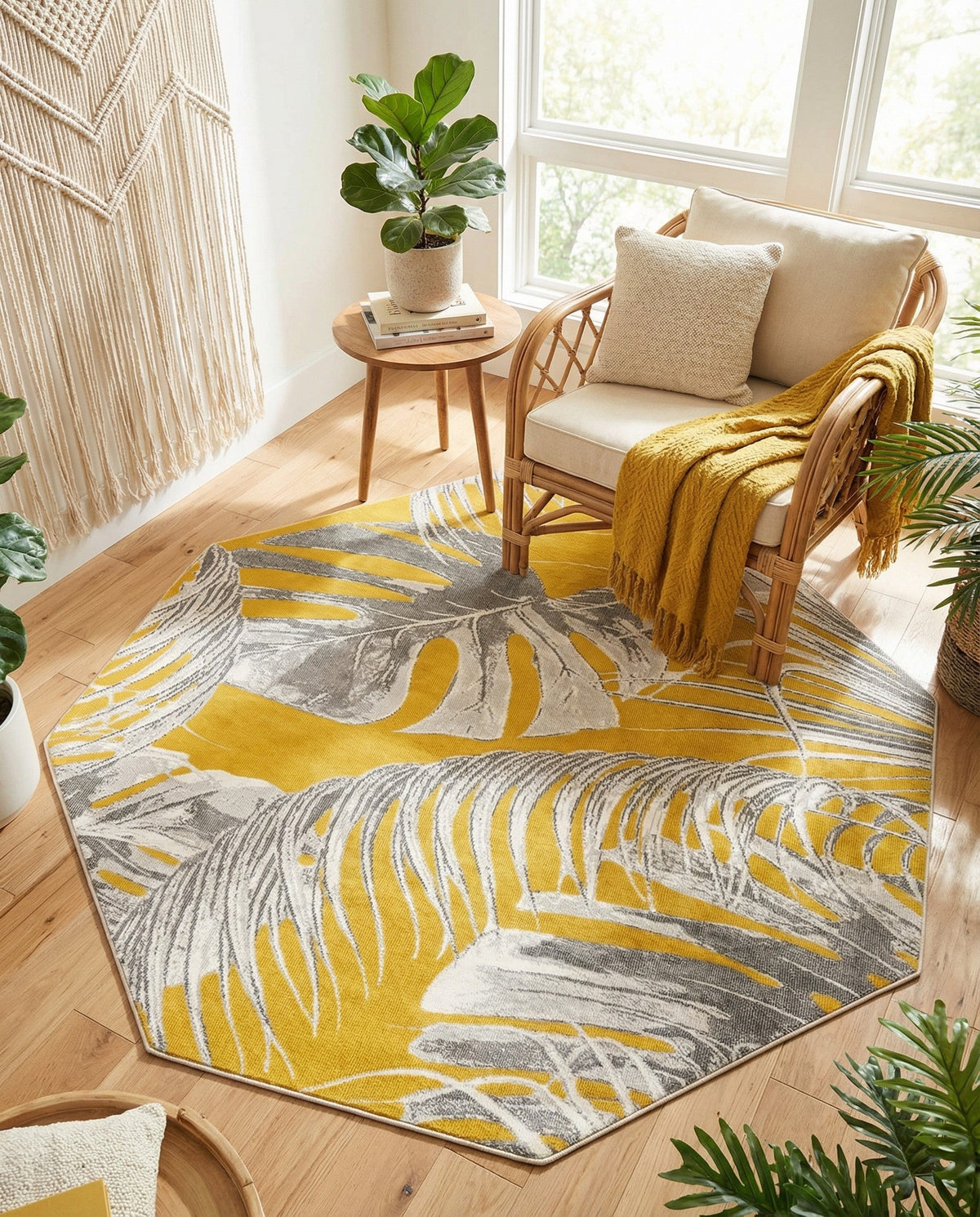 Meadow Breeze Collection Area Rug -  Clover Octagon Yellow  lifestyle 183