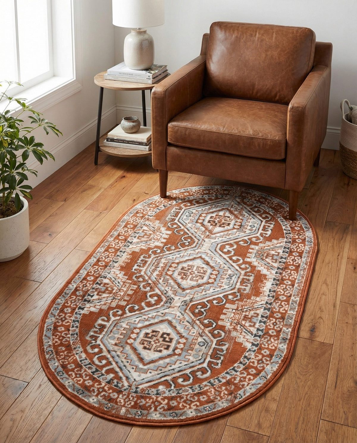 Savannah Elegance Collection Area Rug -  Tybee (Terracotta) Oval Terracotta  lifestyle 101