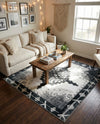 Heritage Elegance Collection Area Rug -  Winterthur (Black and White) Square Black and White  lifestyle 50