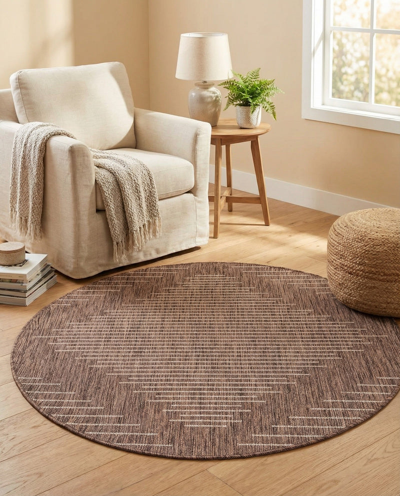 Urban Terrace Collection Area Rug -  Chelsea (Brown) Round Brown  lifestyle 22