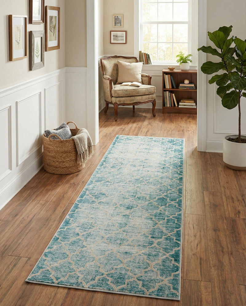 Metro Heights Collection Area Rug -  Midtown Runner Teal  lifestyle 42
