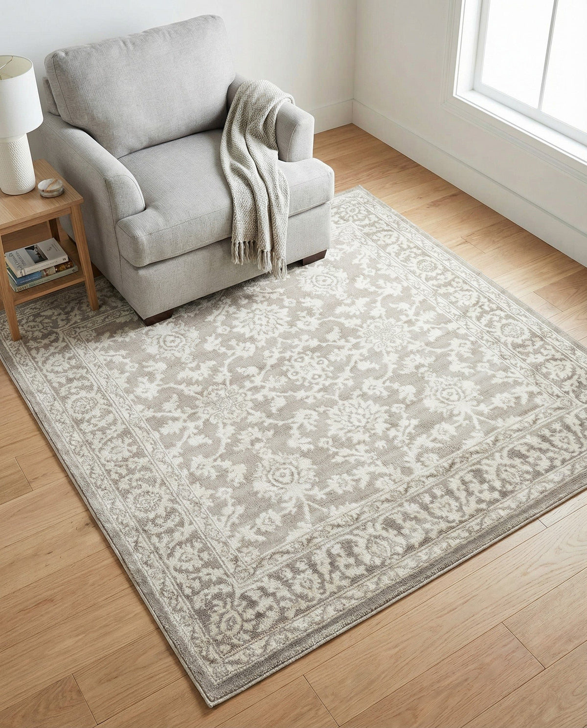 Savannah Elegance Collection Area Rug - Augusta (Light Gray) Square Light Gray  lifestyle 94