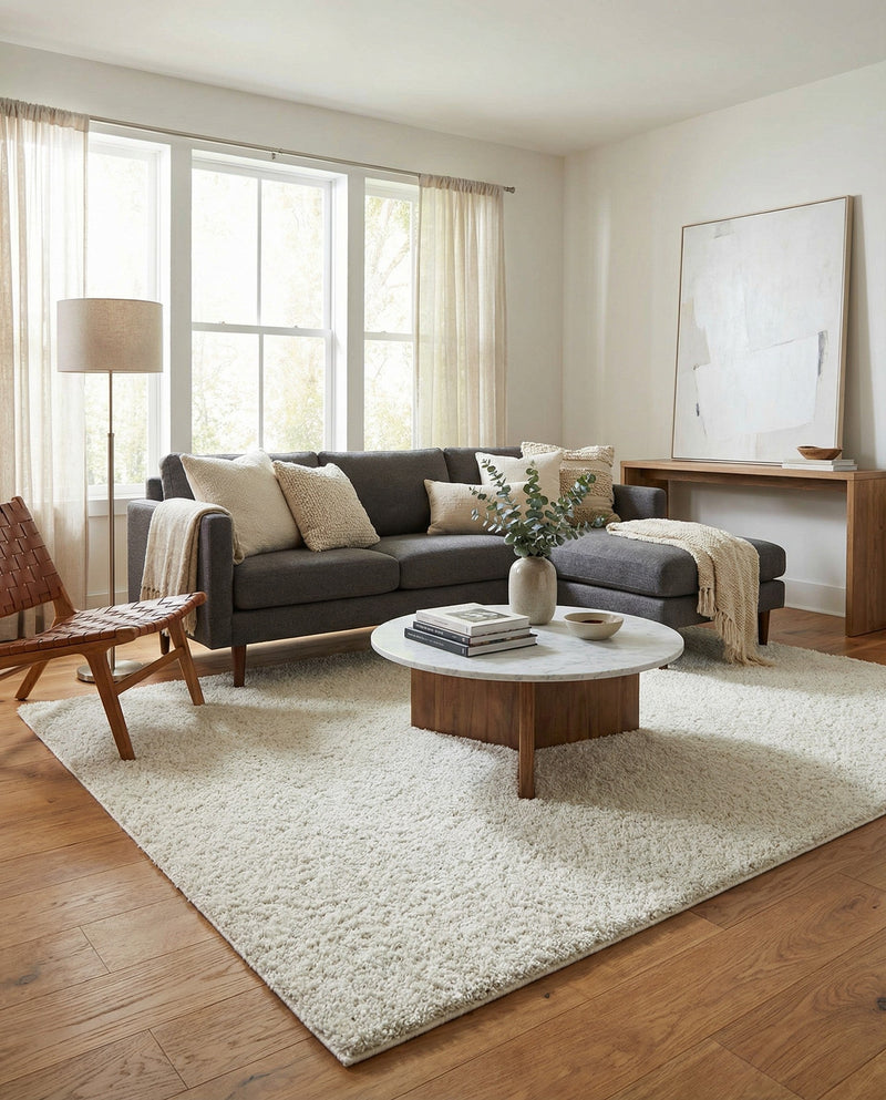 Cozy Comfort Shag Collection Area Rug - Haven (White) Rectangle White  lifestyle 13