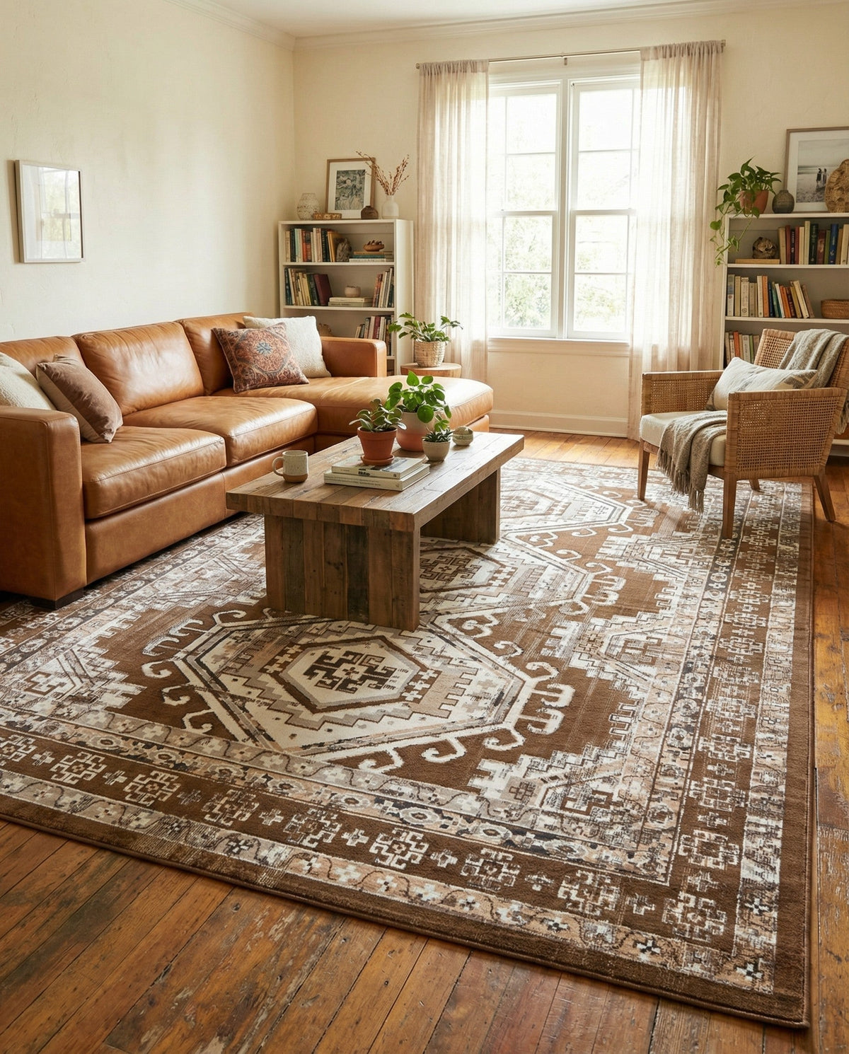 Savannah Elegance Collection Area Rug -  Tybee (Brown) Rectangle Brown  lifestyle 4