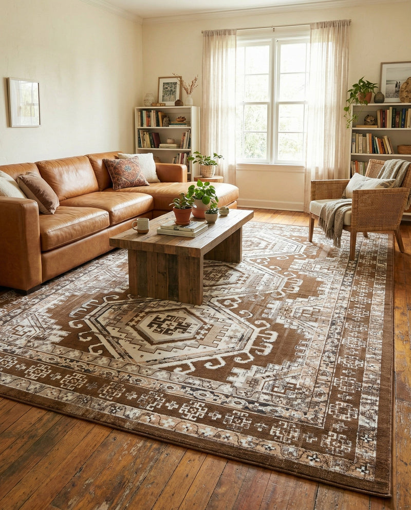 Savannah Elegance Collection Area Rug -  Tybee (Brown) Rectangle Brown  lifestyle 4
