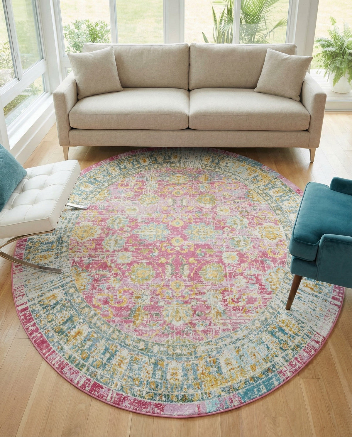 Arcadia Rugs Collection Area Rug -  Shangri-La Oval Pink  lifestyle 80