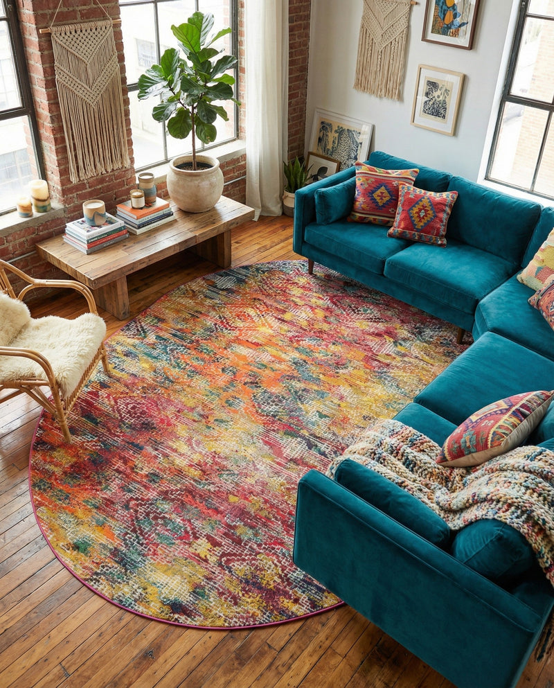 Colorburst Oasis Collection Area Rug -  Azura Oval Multi  lifestyle 79