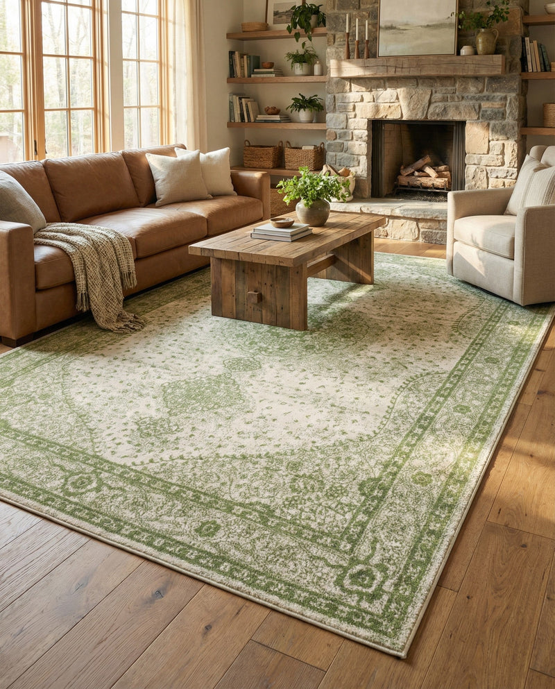 Dover Terrace Collection Area Rug - Marina (Green) Rectangle Green  lifestyle 4