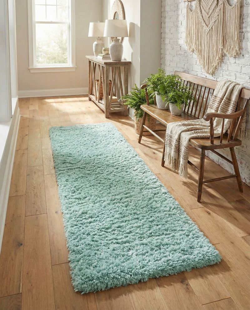 Eternal Plush Oasis Collection Area Rug -  Tranquility (Cyan) Runner Cyan  lifestyle 65