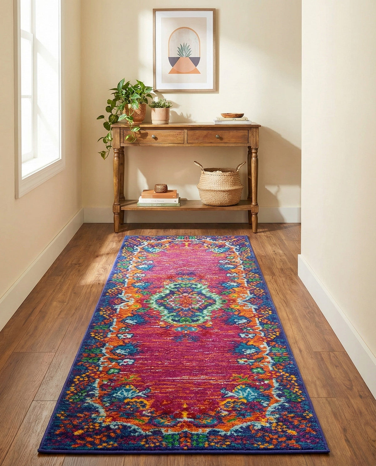 Caribbean Cove Collection Area Rug -  Nevis Runner Fuchsia  lifestyle 97