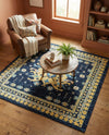 Tabriz Tapestries Collection Area Rug - Azerbaijan (Navy Blue) Square Navy Blue  lifestyle 30