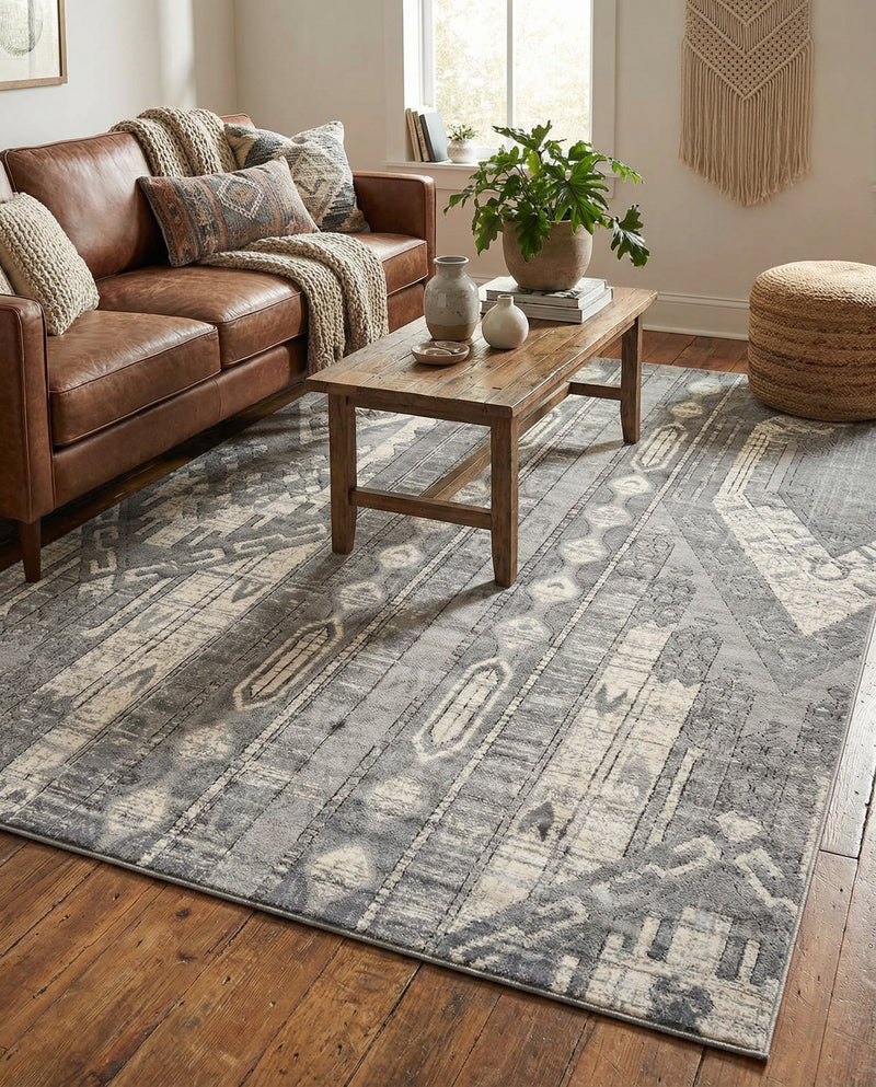 Cascade Range Collection Area Rug - Hood (Gray) Rectangle Gray  lifestyle 10