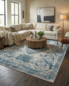 Bloomsbury Elegance Collection Area Rug - Mayfair Rectangle Ivory and Blue  lifestyle 80