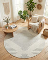 Seychelles Stripes Collection Area Rug - Mahe (Ivory and Gray) Round Ivory and Gray  lifestyle 19