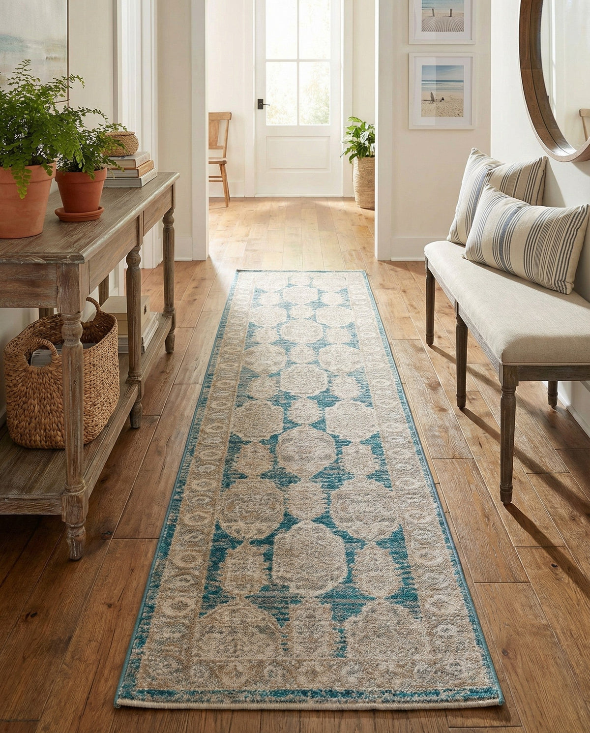 Seville Stripes Collection Area Rug -  Granada (Blue) Runner Blue  lifestyle 61