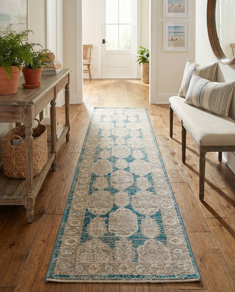 Seville Stripes Collection Area Rug -  Granada (Blue) Runner Blue  lifestyle 61