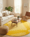 Seychelles Stripes Collection Area Rug - Mahe (Yellow) Round Yellow  lifestyle 15