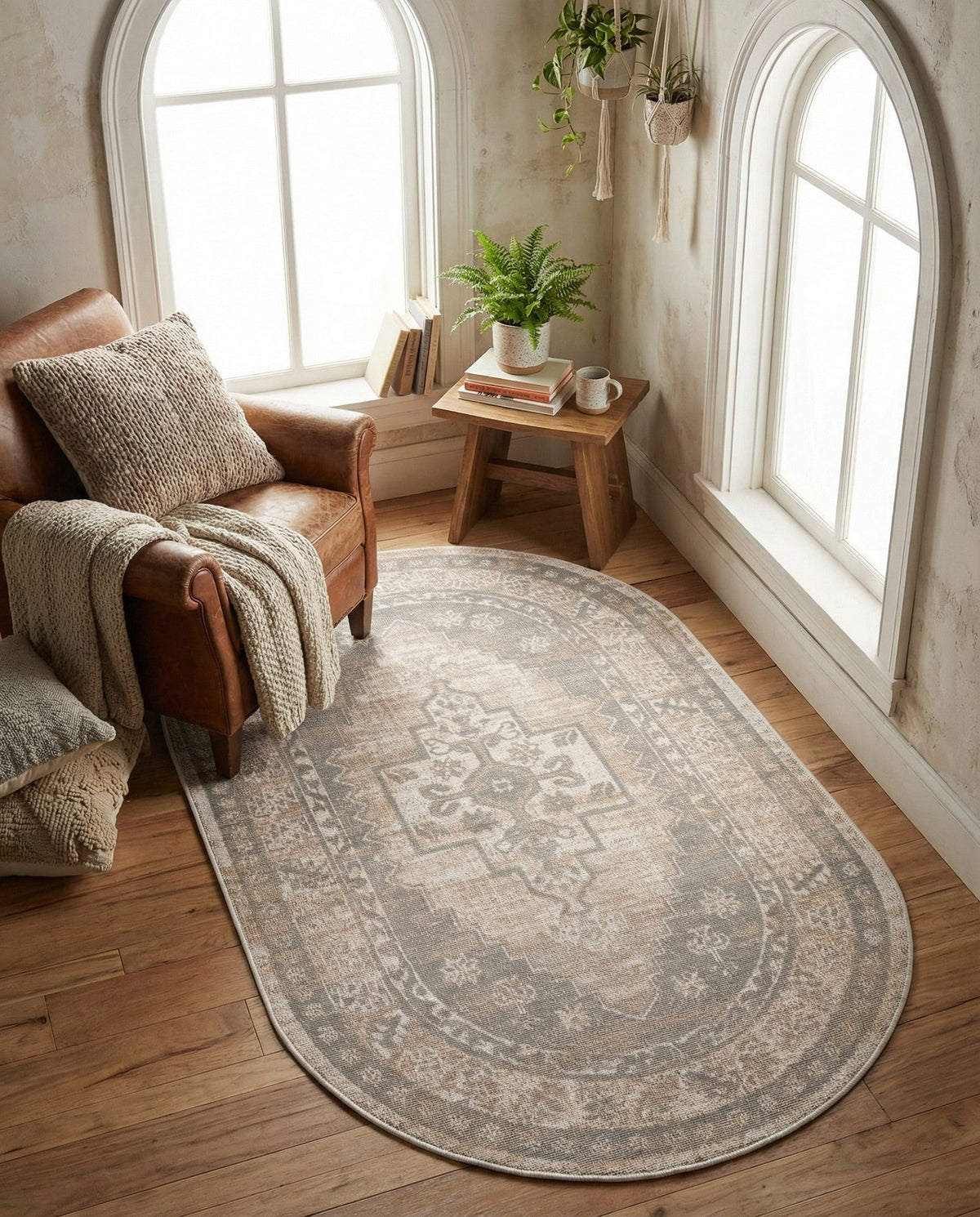 Savannah Series Collection Area Rug -  Augusta (Mink) Oval Mink  lifestyle 81