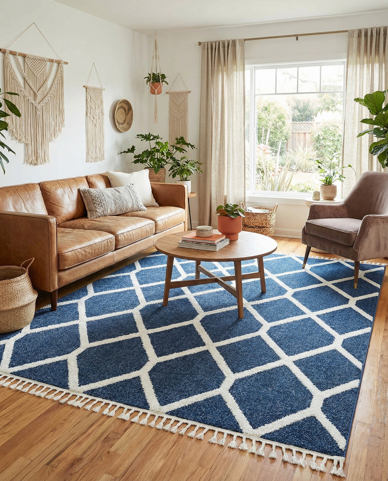 Sahara Chic Collection Area Rug -  Tuareg Rectangle Blue  lifestyle 55
