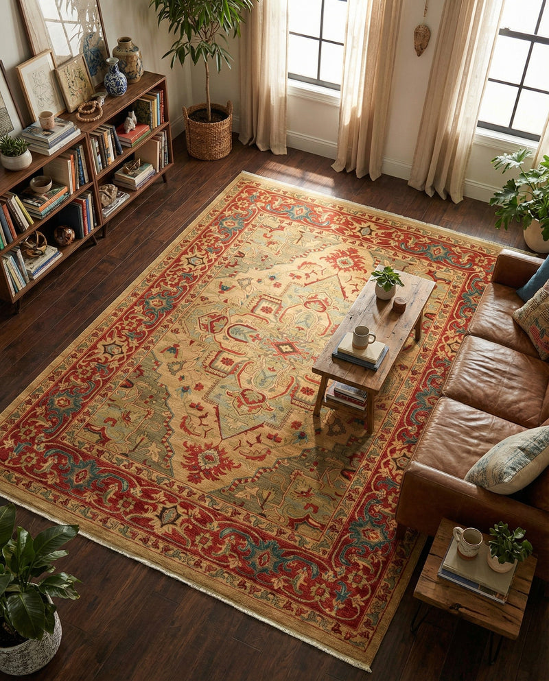 Persian Elegance Collection Area Rug -  Golestan Rectangle Tan  lifestyle 40