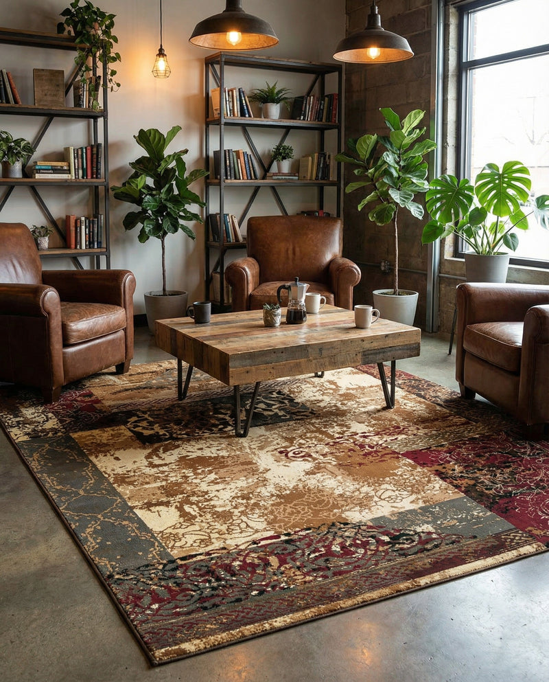 Bistro Lounge Collection Area Rug -  Latte Rectangle Beige  lifestyle 13