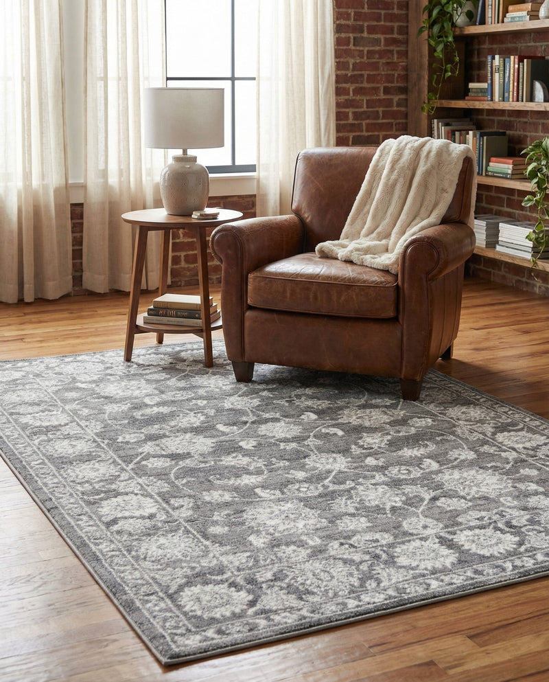 Charleston Elegance Collection Area Rug -  Seaport (Gray) Rectangle Gray  lifestyle 20