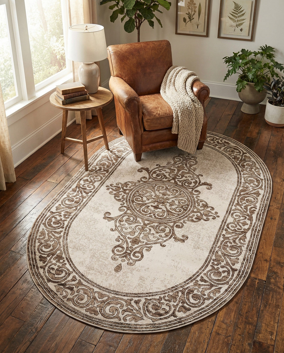 Sanctuary Retreat Collection Area Rug - Haven Oval Chocolate Brown  lifestyle 166