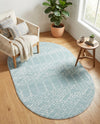 Marrakesh Lattice Collection Area Rug - Casablanca (Aqua) Oval Aqua  lifestyle 73