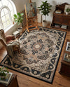 Persian Elegance Collection Area Rug -  Shiraz Rectangle Navy Blue  lifestyle 42
