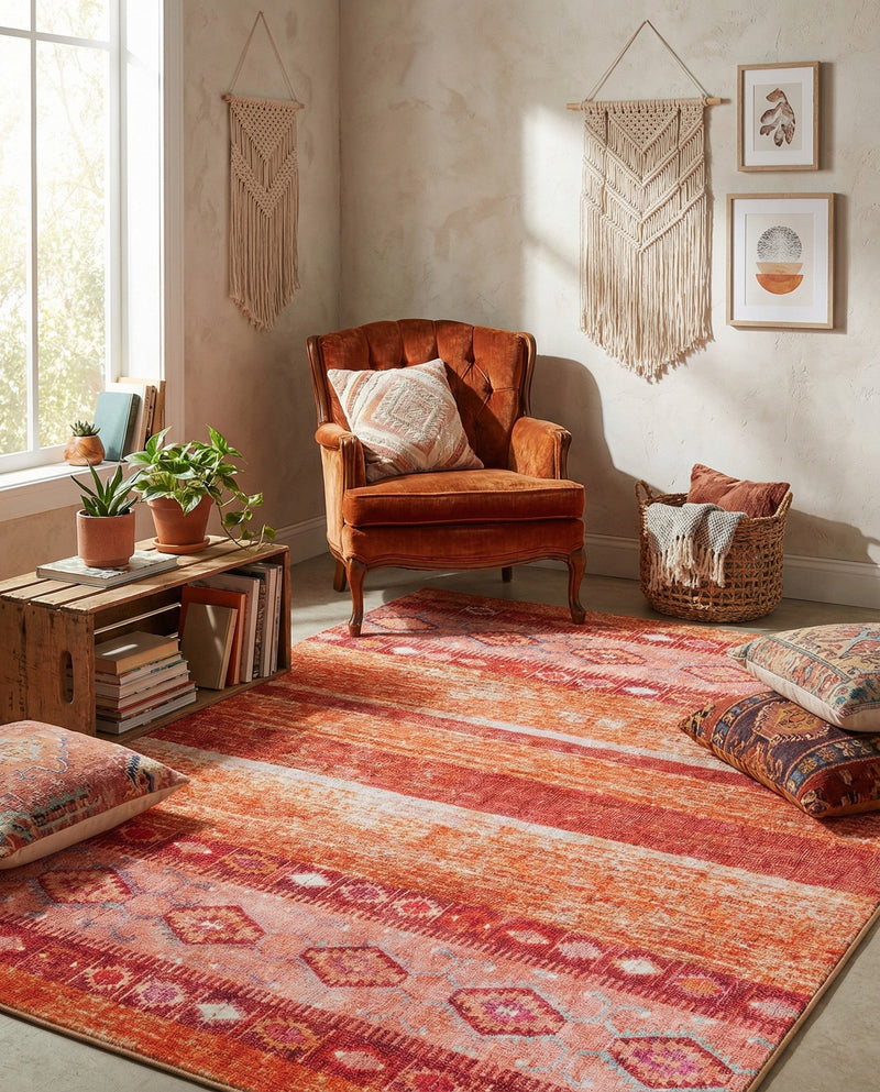 Heritage Elegance Collection Area Rug -  Edinburgh Rectangle Rust Red  lifestyle 27