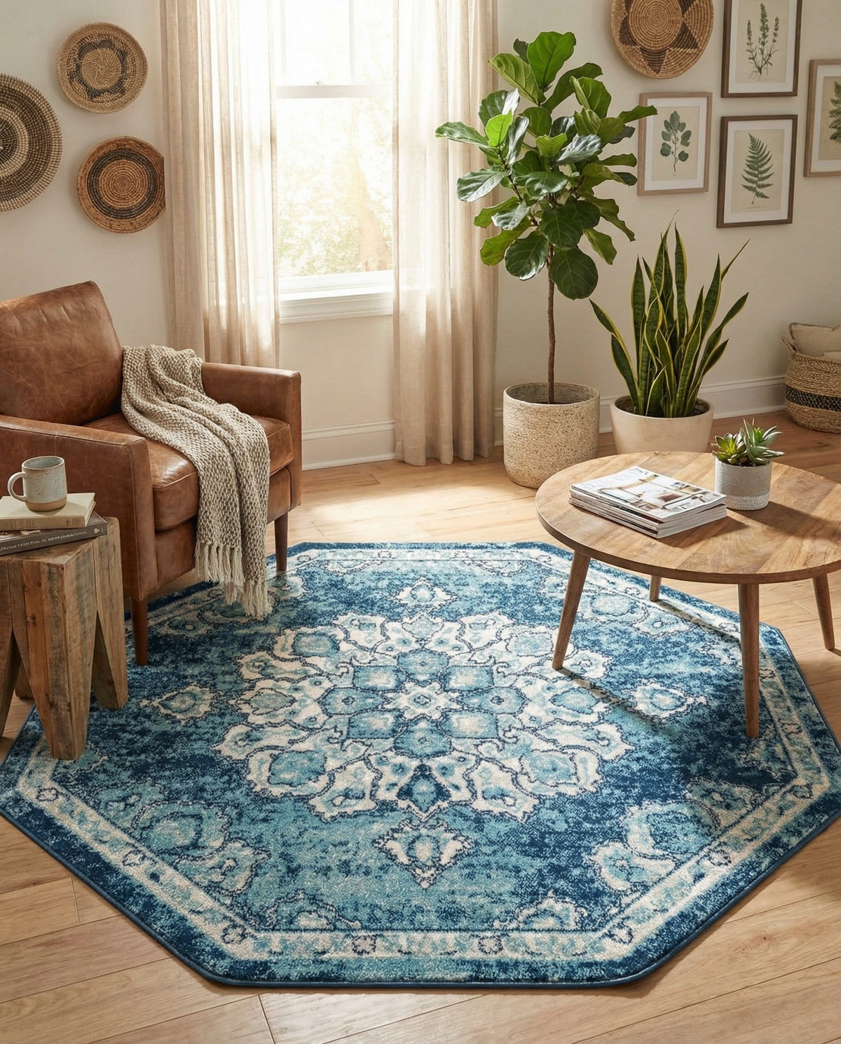 Beverly Grove Collection Area Rug - Melrose (Navy Blue) Octagon Navy Blue  lifestyle 72