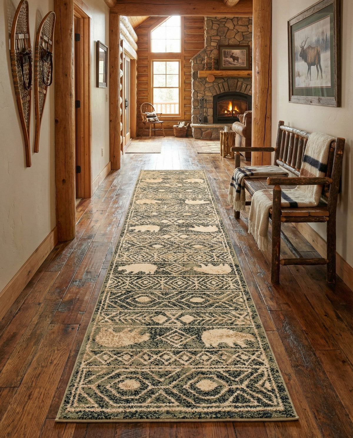 Frontier Trails Collection Area Rug -  Sedona Runner Green  lifestyle 120