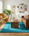 Solid Shag Seaside Collection Area Rug - Azure Cove (Turquoise) Rectangle Turquoise  lifestyle 4