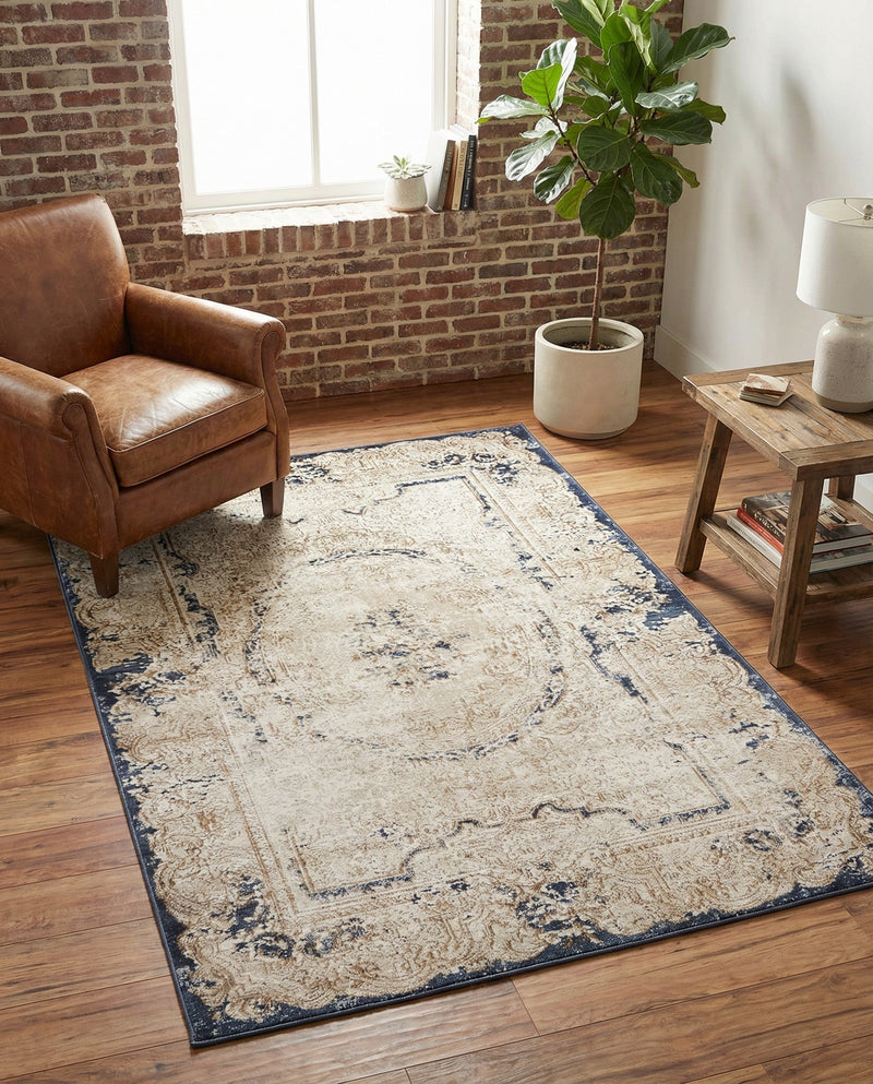 Coastal Manor Collection Area Rug -  Tidewater Rectangle Cream  lifestyle 10