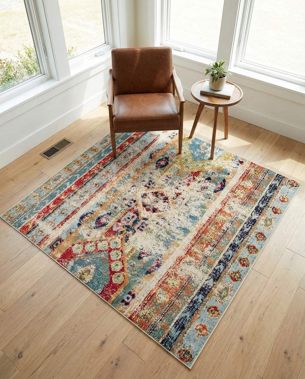 Sedona Vista Collection Area Rug -  Navajo Square Blue  lifestyle 114