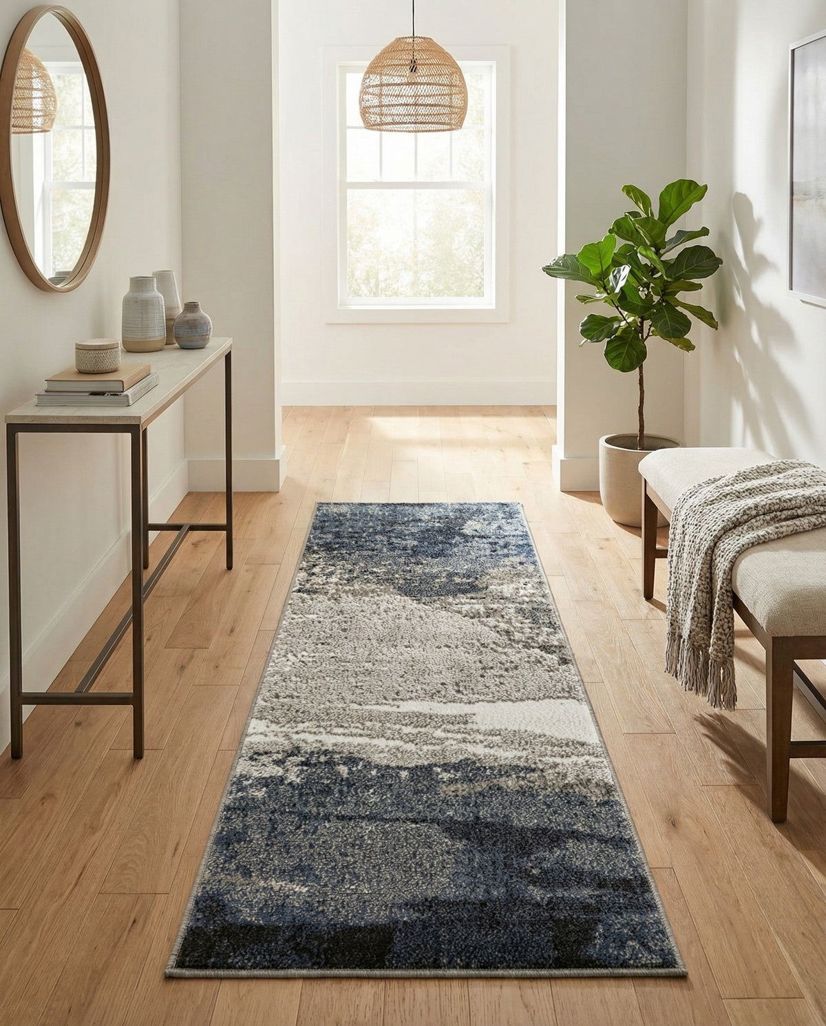 Copenhagen Edge Collection Area Rug - Nyhavn Runner Blue  lifestyle 161