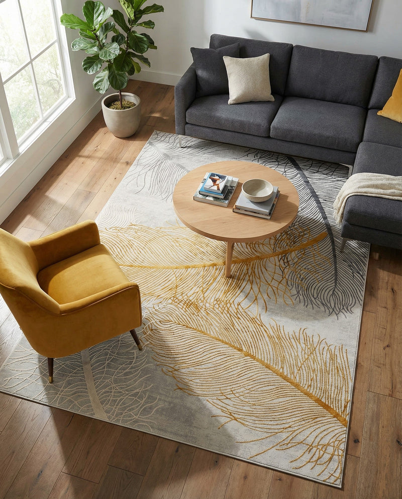 Bloomsbury Elegance Collection Area Rug -  Westminster Rectangle Yellow Gray  lifestyle 8