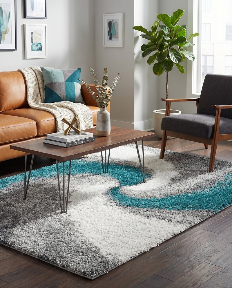 Cozy Haven Shag Collection Area Rug -  Oasis Rectangle Turquoise  lifestyle 68