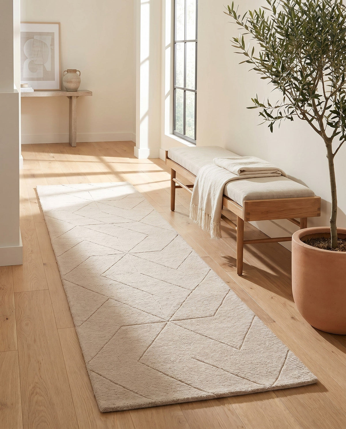 Nordic Loom Geometric Collection Area Rug - Oslo Runner Pearl Ivory  lifestyle 148