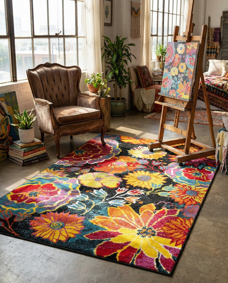 Venetian Elegance Collection Area Rug -  Accademia Rectangle Black  lifestyle 54