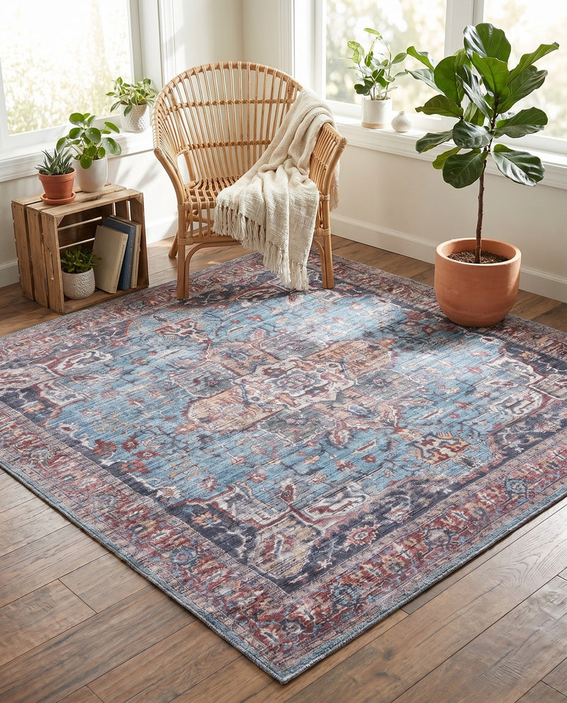 Zahara Oasis Collection Area Rug -  Casablanca Square Blue  lifestyle 51