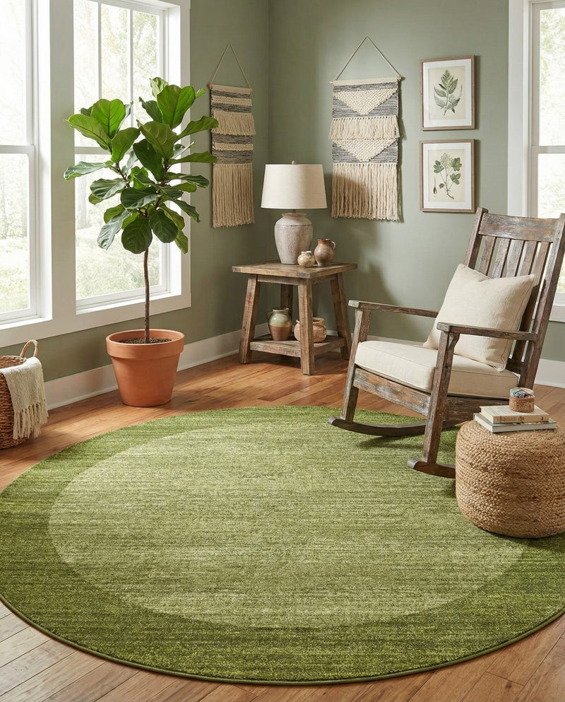 Studio Haven Collection Area Rug -  Conservatory (Light Green) Round Light Green  lifestyle 60