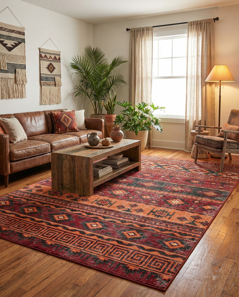 Geneva Terrace Collection Area Rug - Montreux Rectangle Rust Red  lifestyle 54
